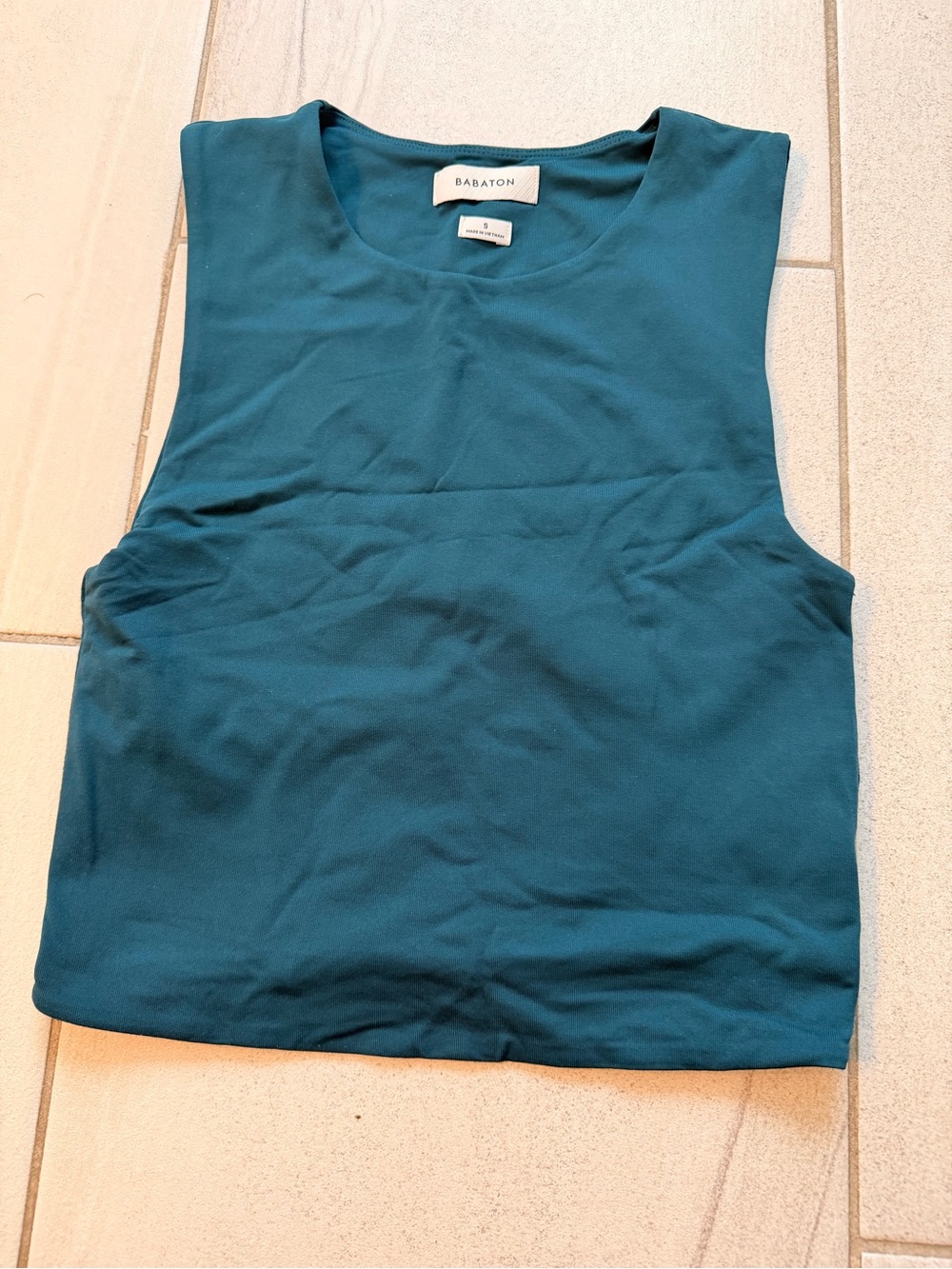 Aritzia Seamless Babaton Teal Sleeveless Crewneck Top